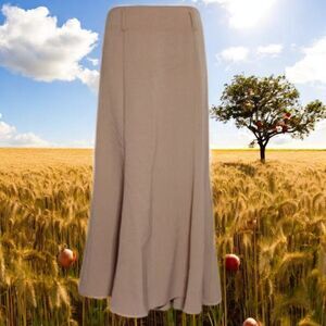 Nana Fashion Tan Maxi Trumpet Skirt with Faux Pleated Design Size Large